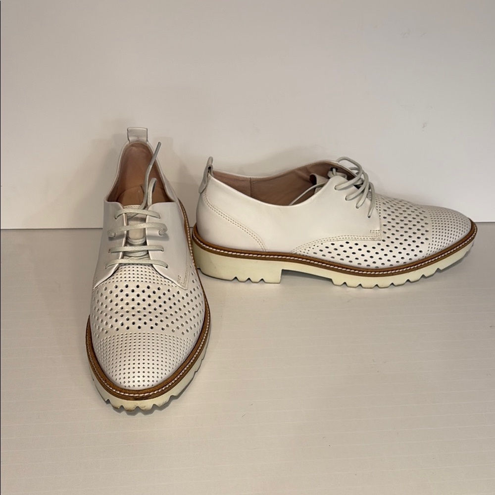 Ecco White Perforated Leather Shoes